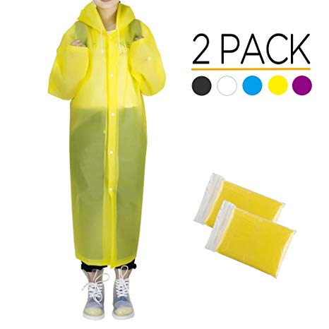 Opret Portable EVA Raincoats for Adults, Reusable Rain Ponchos with Hoods and Sleeves Lightweight Raincoats, Size 45.2" by 24.8"