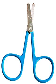 Grooming Scissor Ear Nose Trimmer - Stainless Steel Fine Straight Tip Scissors for Personal Care Facial Hair Removal and Ear Nose Eyebrow Trimming, Blue