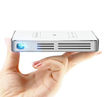 Mini Projector, CACACOL X9 Portable Projector Touch Panel Android Smart 3D Pocket Projector Slim Wireless Built-in 5000mAh Batteries and LiveTV.Direct Services (32GB / HDMI-in)