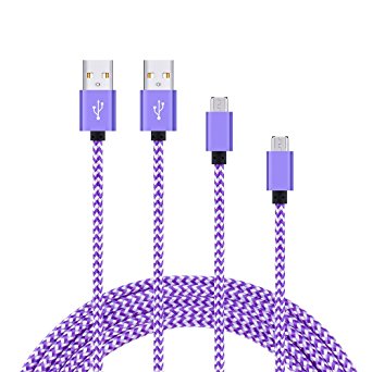 Micro USB Cable (3ft, 6ft), FiveBox 2-Pack Durable Braided Fast Charging/Data Charger Cord for Android Phone, Samsung Galaxy S6 S7 Edge, J3 J5 J7, Note 4/5, Tab, HTC M8 M9, Moto, Blackberry, and More