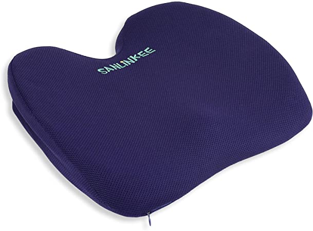 Seat Cushion for Office Chair, Sanlinkee Ergonomic Designed Memory Foam Coccyx Pad for Back, Butt and Tailbone Pain, Seat Pillow for Car, Wheelchair, Computer and Desk Chair