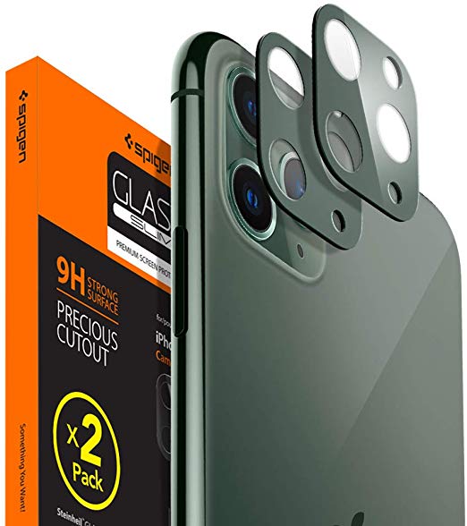 Spigen Camera Lens Screen Protector [2 Pack] designed for iPhone 11 Pro / iPhone 11 Pro Max - Midnight Green