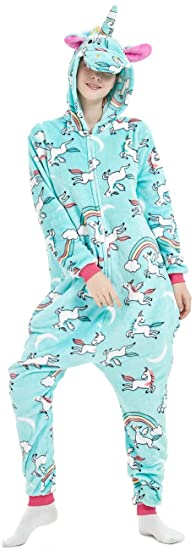 Ferand Unisex Adult Hooded Pajamas Animal Unicorn Cosplay Costume