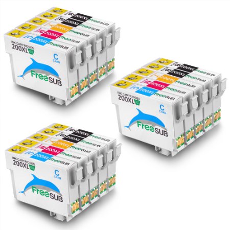 FreeSUB 3 Set 3 Black High Yield Replacement For Epson 200XL Ink Cartridge For Epson XP-410 XP-400 XP-310 XP-200 WF-2540 WF-2530 WF-2520 Printers