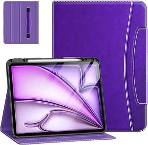 MoKo Case for iPad Air 13 Inch M2 2024 & iPad Pro 12.9 2022/2021/2020 with Pencil Holder, Premium Leather Folio Stand Cover for iPad Air 13"/iPad Pro 12.9" 6th/5th Gen, Purple