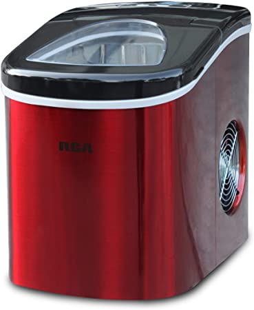 RCA RIC117-SSRED Stainless Steel Ice Maker Medium Red