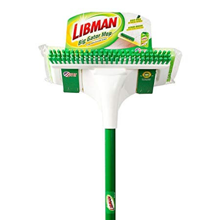 Libman Redesigned Heavy-duty Butterfly Style Big Gator Sponge Mop with Scrub Brush, Now with Extra Absorbent Tear Resistant Sponge with Powder-Coated Steel Handle!