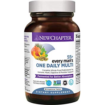 New Chapter Multivitamin for Men 50 Plus - Every Man's One Daily 55  with Fermented Probiotics   Whole Foods   Astaxanthin   Organic Non-GMO Ingredients - 90 ct