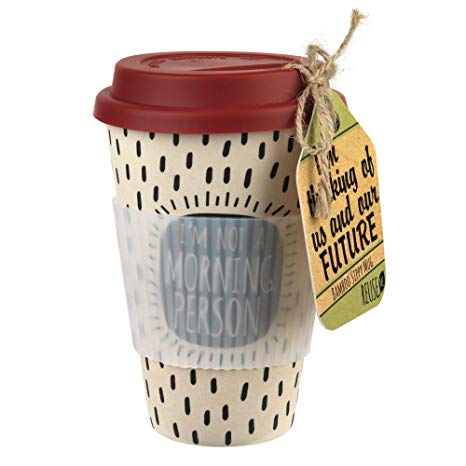 Cambridge CM045281MTL Bamboo Morning Person Reusable Coffee Cup Travel Mug