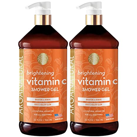 Arganatural Brightening Vitamin C Shower Gel - 2 pack 32 oz bottle each