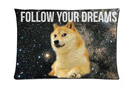 Space Doge Follow Your Dreams Rectangle Pillowcase Covers Standard Size 16"x24"