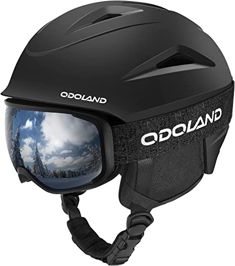 Odoland Ski Helmet, Snowboard Helmet with Ski Goggles for Skiing, Shockproof, Windproof, Safety Snow Sports Helmet and Protective Goggles for Men Women and Youth