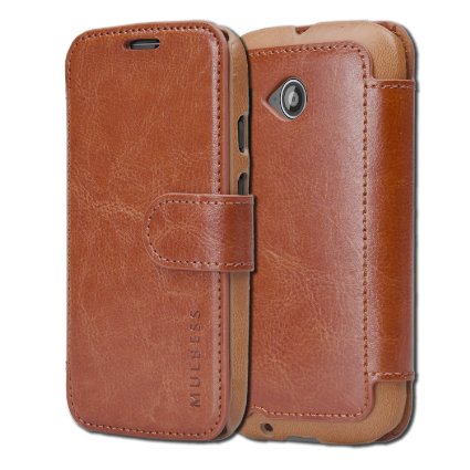 Moto E 2nd Gen Case Wallet - Mulbess [Layered Dandy][Coffee Brown] - [Slim][Wallet Case] - Premium Leather Flip Case With Credit Card Slot for Motorola Moto E 2015 (2nd Generation)