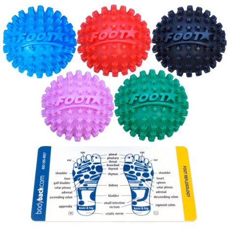 Body Back Company's Footstar Massage Ball Rainbow 5-pack - Pain and Spasm Reliever - Plantar Fasciitis Treatment