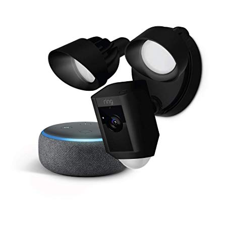 Ring Floodlight Cam (Black) with Echo Dot (Charcoal)