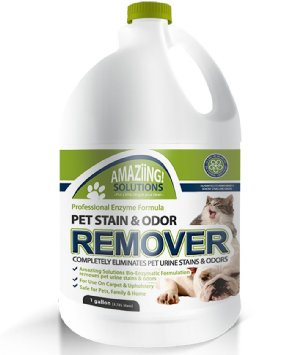 Best Pet Stain Remover and Odor Eliminator Carpet Cleaner for Dog Urine and Cat Pee, Professional Strength Enzymatic Solution, Removal GUARANTEED Using Natural Enzymes for Carpets and Hardwood Floors