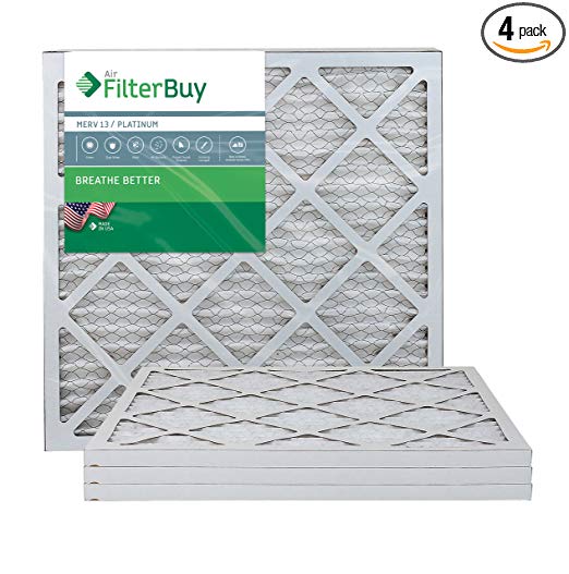 FilterBuy 21x22x1 MERV 13 Pleated AC Furnace Air Filter, (Pack of 4 Filters), 21x22x1 – Platinum