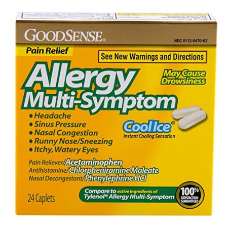 GoodSense Allergy Multi-Symptom Caplets, Cool Ice, 24 Count