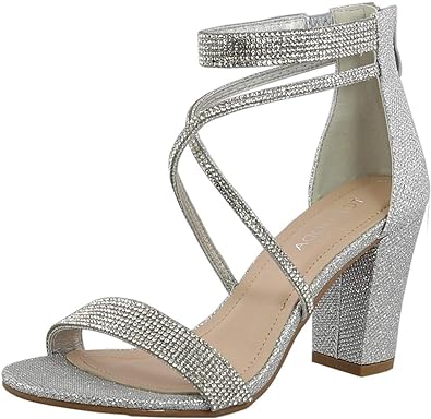 TOP Moda Women's Formal Rhinestone High Heel Sandal Ankle Strap