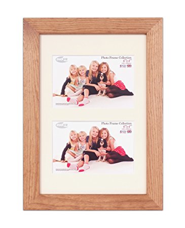 Inov8 British Made Real Wood Picture/Photo Frame, 12x8 Dual Aperture with Two 6x4-inch Insets, Kayla Light Oak