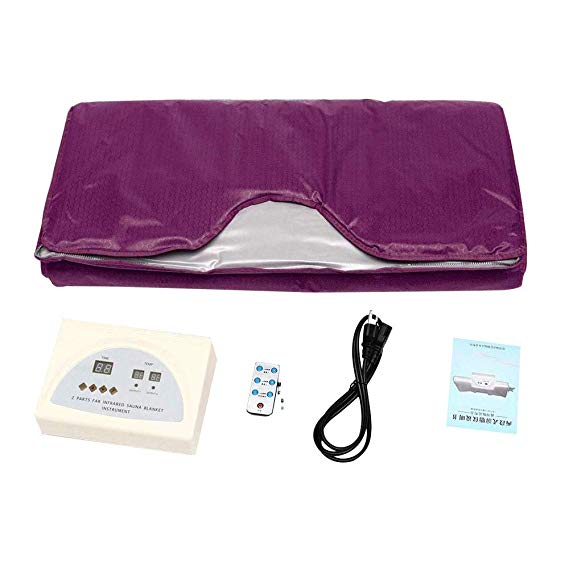ETE ETMATE Sauna Blanket 2 Zone Controller Digital Heat Sauna Slimming Blanket Body Shaper Weight Loss Professional Detox Therapy Anti Ageing Beauty Machine (Purple)