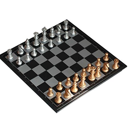 AxiEr Folding Magnetic Chess Set Portable Board Game Toy Pieces with Storage for Travel Outdoor Indoor Kids Adult Children-9.8"