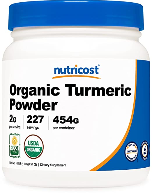 Nutricost Organic Turmeric Powder 1 LB (16oz) - Certified USDA Organic, Food Grade, Gluten Free, Non-GMO