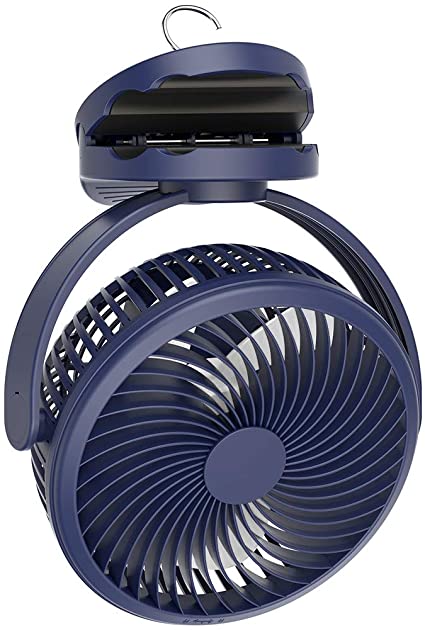 KOONIE 10000mAh Clip on fan, 7-Inch Camping Fan for Tent, USB Desk Fan Portable Fan Rechargeable Battery Operated with Hanging Hook, Strong Clamp, Timer, 4 speeds and 40 Hours Work Time for Table, Tent, Stroller, Treadmill