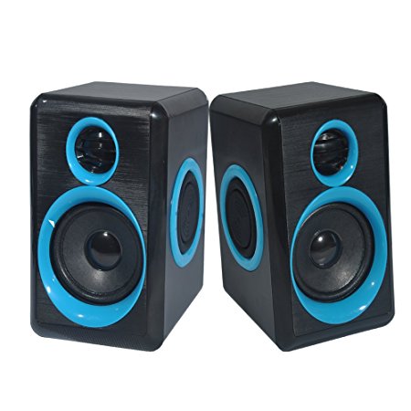 Computer Speakers With Heavy Bass,Subwoofer, Volume Control, 3.5mm Audio, USB Wired Powered Built-in Four Loudspeaker Diaphragm Multimedia Speaker for PC/Laptops/desktop/ASUS/ACER Computer (BLUE)
