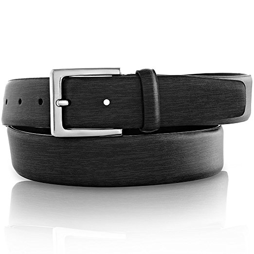 Leather Belts for Men Black (Regular and Big & Tall Sizes) Gift Box