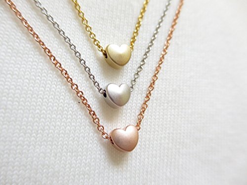 16K Gold Rose Gold Silver Heart necklace - Dainty Personalized Plate Delicate Initial Charms Bridesmaid Gift Friendship necklace Hand Stamp