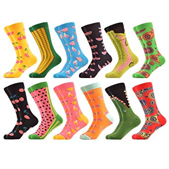 WeciBor Men's Dress Cool Colorful Fancy Novelty Funny Casual Combed Cotton Crew Socks Pack