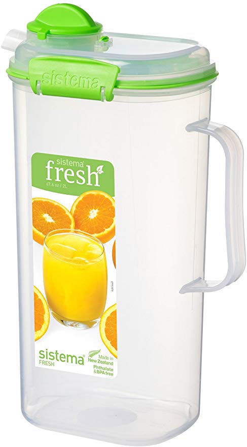 Sistema 951420 Fresh Collection Square Juice Jug, 67.63 oz/8.45 Cup, Clear/Lime Green