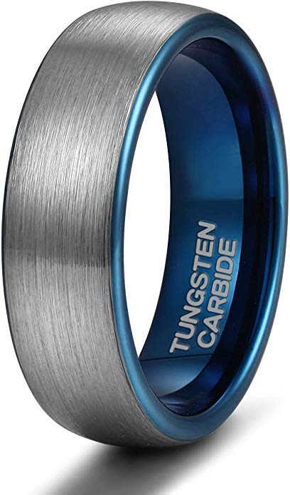 Shuremaster 4mm 6mm 8mm Tungsten Rings for Men Women Engagement Wedding Band Blue/Silver Comfort Fit Size 4-15