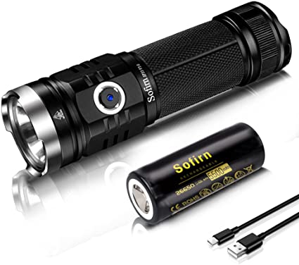 Rechargeable Torch Light, Sofirn SP33 V3.0 USB C Led Torch 3500 Lumen with 6 Brightness Modes XHP50.2 Flashlight with 26650 Battery for Camping, Hiking, Hunting or Fishing