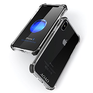iPhone X Case, AOAO 2nd Generation [Shock Absorption] Scratch-resistant and Ultra Clear PC hard Cover, Soft TPU Bumper with TPE Edge for Apple iPhone X 2017 (Di4/Black/X)