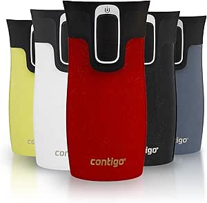 Contigo West Loop Mini Autoseal Travel Mug | Stainless Steel Thermal Mug | Vacuum Flask | Leakproof Tumbler | Coffee to go Mug with BPA Free Easy-Clean Lid | Goji Berry | 300 ml