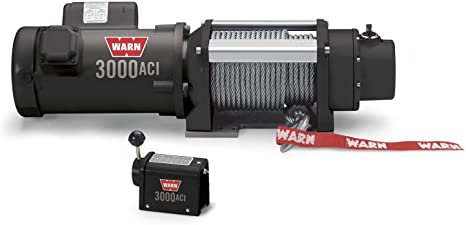 WARN 93000 3000 ACI Series Electric 115/230V Winch with Steel Cable Wire Rope: 5/16" Diameter x 100' Length, 1.5 Ton (3,000 lb) Lifting/Pulling Capacity