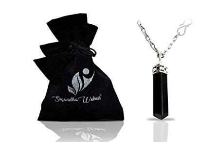 Natural Black Tourmaline Crystal Healing Necklace - for Root Chakra | Dispels Negative Energy | Guard Against Environmental Pollutants | Natural Stress Aid | Comes with Stylish Stainless Steel Chain