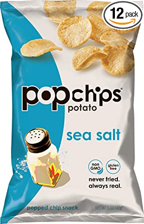 Popchips Potato Chips Sea Salt Potato Chips 5 oz Bags (Pack of 12)