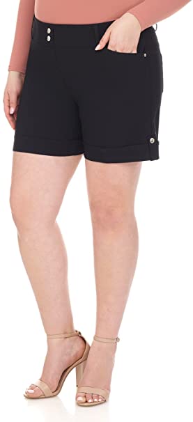 Rekucci Curvy Woman Plus Size Slimming 6 Inch Short with Cuff