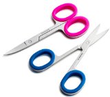 OceanPure Curved Tip Rubber Grip Nail Scissors PinkBlue Set