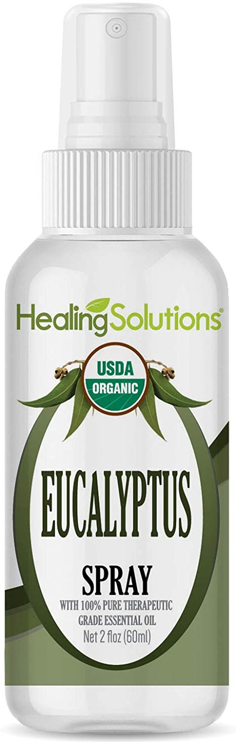 Organic Eucalyptus Spray – Water Infused with Eucalyptus Essential Oil – Certified USDA Organic - 2oz Bottle by Healing Solutions