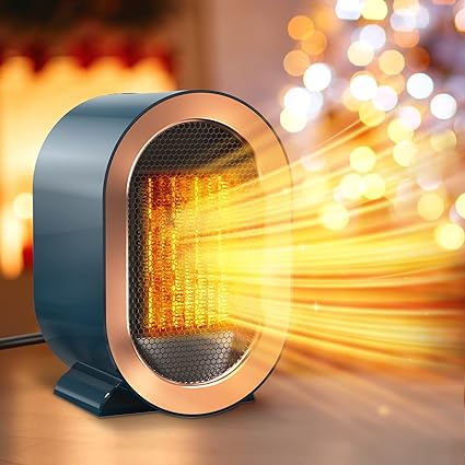 Space Heater, Space Heaters for Indoor Use, Portable Heater PTC Fast Heating Safe Quiet Ceramic Heater, Electric Heater with Thermostat, Small Space Heater for Office Desk Bathroom Bedroom