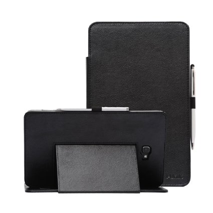 Galaxy Tab A 10.1 case, i-UniK Samsung Galaxy Tab A 10.1 SM-T580 & SM-T585 Slim Folio Kickstand Sleep Awake Function Case [Bonus Stylus] (Black)