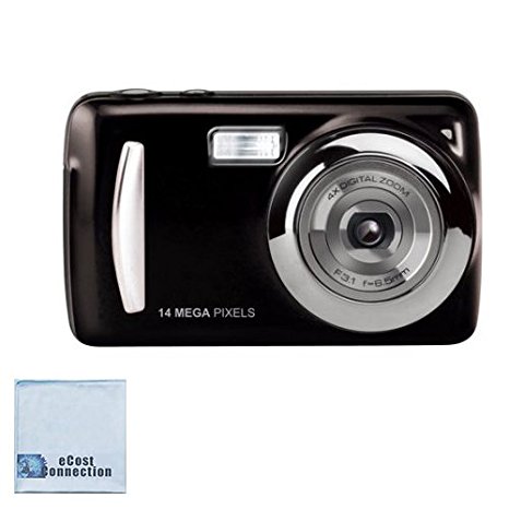 14MP Megapixel Compact Digital Camera and Video with 2.4" Screen with Easy Editing Software CD & eCostConnection Microfiber Cloth