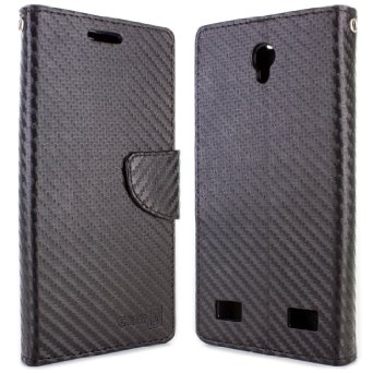 ZTE ZMAX 2 Wallet Case CoverONreg CarryAll Series Flip Folio Credit Card Slot Pouch Cover Stand  Strap Case For ZTE ZMAX 2 - Black Carbon Fiber Design