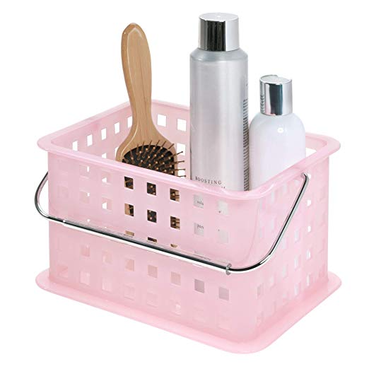 InterDesign Storage Organizer Basket, for Bathroom, Health and Beauty Products - Small, Blush