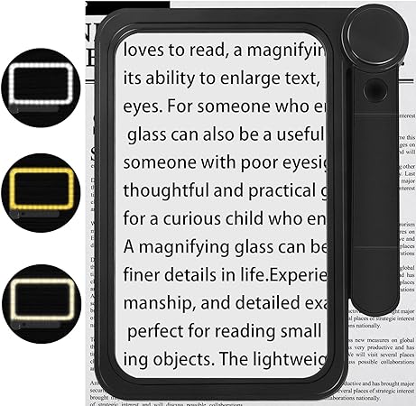 Upgraded Full-Page Magnifying Glass with Light 74 Ultra-Bright and Dimmable LED Cool/Warm, 5X Large and Lightweight Magnifier for Reading Provide Viewing Area Evenly Lit for Low Vision and Seniors