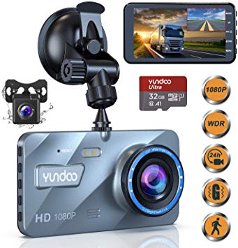 Dash Cam Front and Rear,Dash Cam for Cars 1080P FHD Aluminum Alloy Customized 4’’ IPS Screen Car Camera with Genuine 32GB SD Card 170°Wide Angle,G-Sensor,Loop Recording,Night Vision,Motion Detection